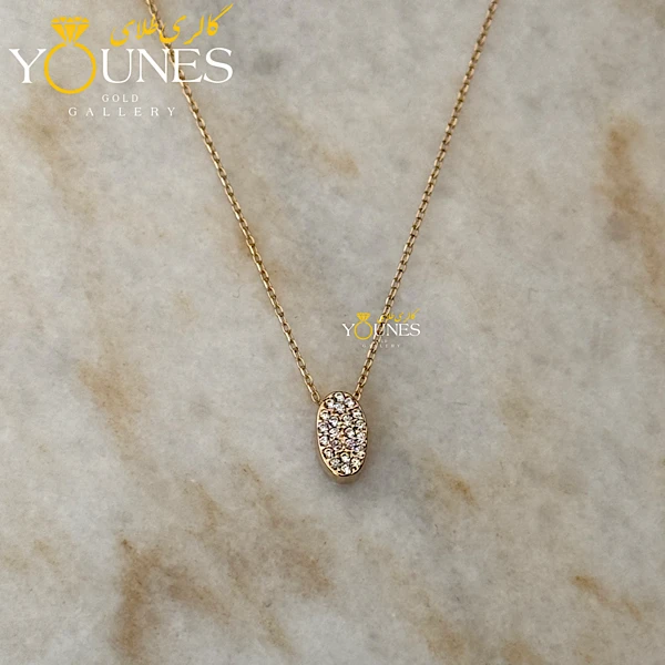 گردنبند طلا بیضی نگین دار